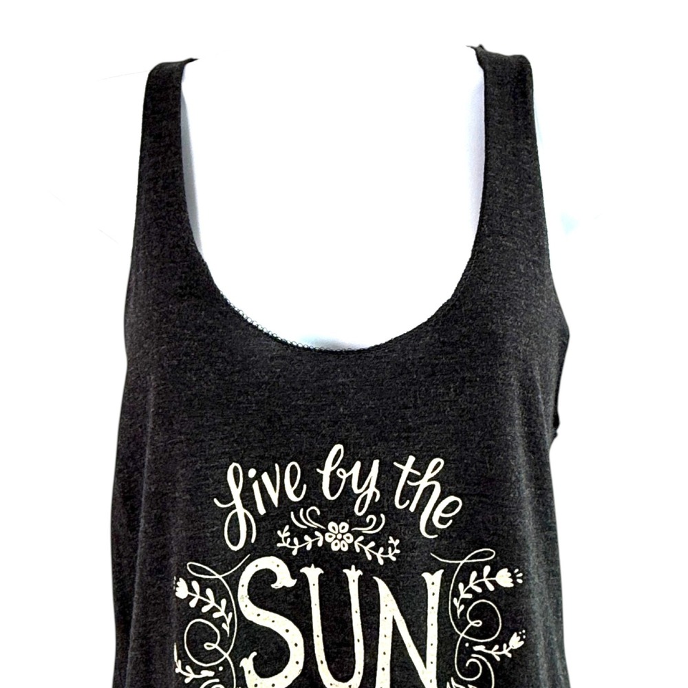 Natural Life Womens Tank Top Sz L Charcoal Gray Graphic Boho Festival Beach - Picture 3 of 8